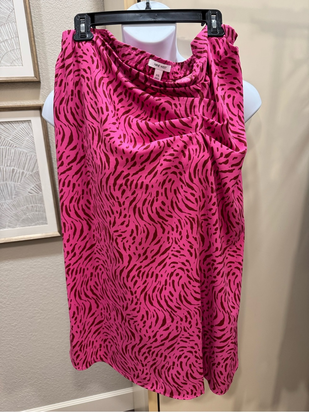 Nine West Hot Pink Animal Print Skirt, XXL